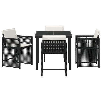 Trädgårdsmöbelset 5 pcs Svart konstrotting