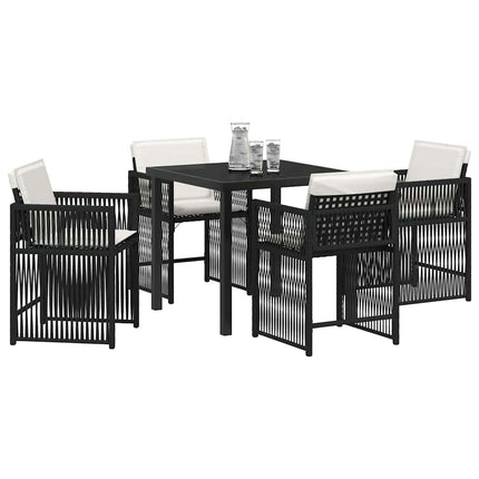 Trädgårdsmöbelset 5 pcs Svart konstrotting