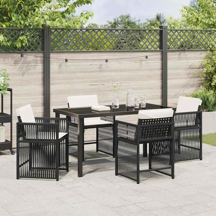 Trädgårdsmöbelset 5 pcs Svart konstrotting