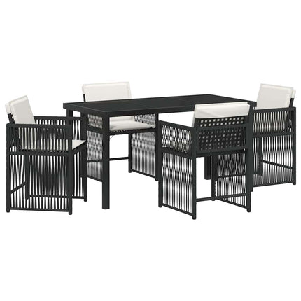 Trädgårdsmöbelset 5 pcs Svart konstrotting