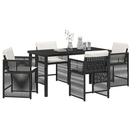 Trädgårdsmöbelset 5 pcs Svart konstrotting
