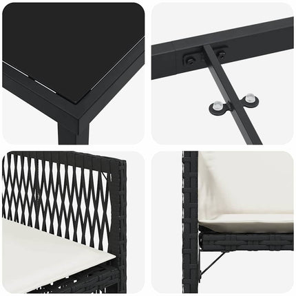 Trädgårdsmöbelset 5 pcs Svart konstrotting