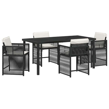 Trädgårdsmöbelset 5 pcs Svart konstrotting