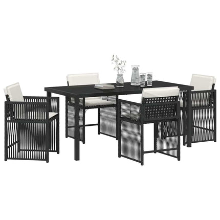 Trädgårdsmöbelset 5 pcs Svart konstrotting