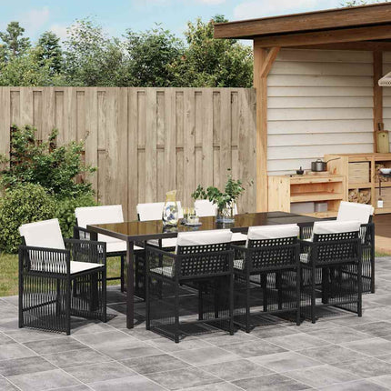Trädgårdsmöbelset 9 pcs Svart konstrotting