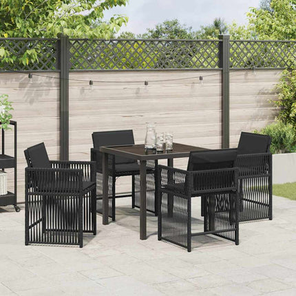 Trädgårdsmöbelset 5 pcs Svart konstrotting