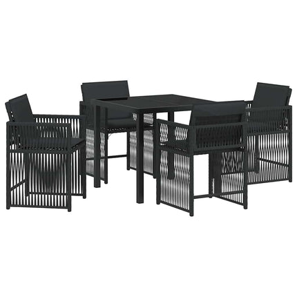 Trädgårdsmöbelset 5 pcs Svart konstrotting