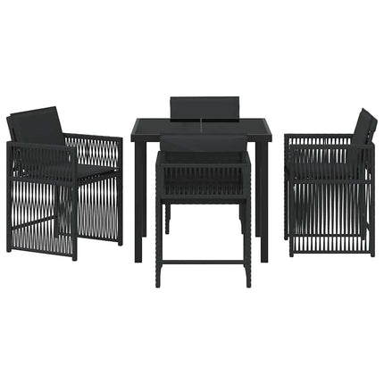 Trädgårdsmöbelset 5 pcs Svart konstrotting