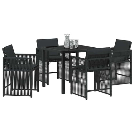 Trädgårdsmöbelset 5 pcs Svart konstrotting