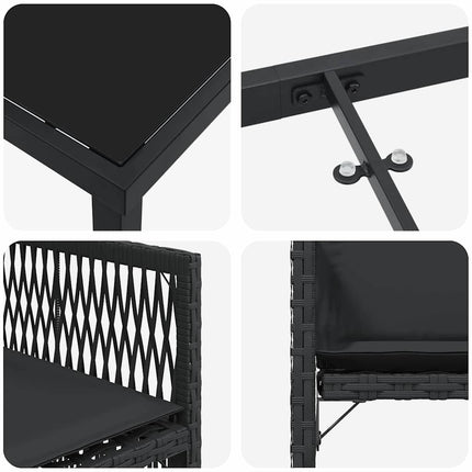 Trädgårdsmöbelset 5 pcs Svart konstrotting