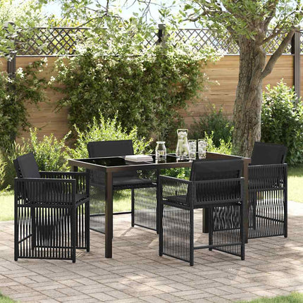 Trädgårdsmöbelset 5 pcs Svart konstrotting