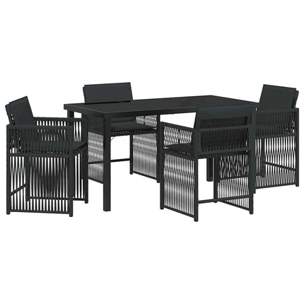 Trädgårdsmöbelset 5 pcs Svart konstrotting