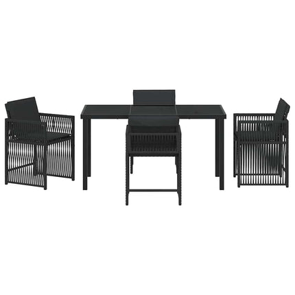 Trädgårdsmöbelset 5 pcs Svart konstrotting