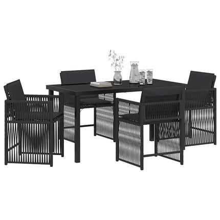 Trädgårdsmöbelset 5 pcs Svart konstrotting
