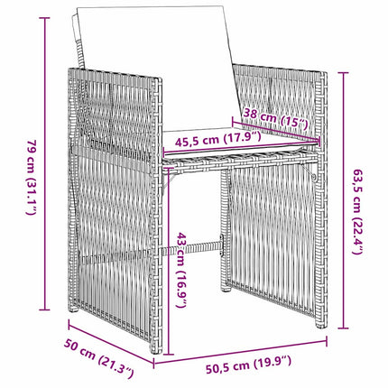 Trädgårdsmöbelset 5 pcs Svart konstrotting