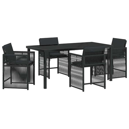 Trädgårdsmöbelset 5 pcs Svart konstrotting
