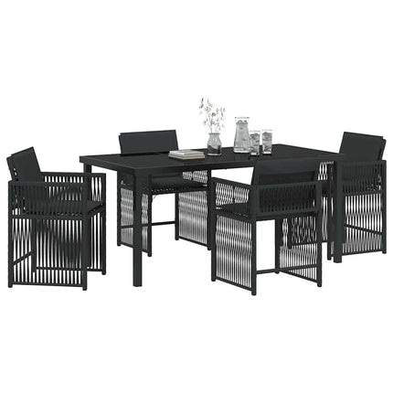 Trädgårdsmöbelset 5 pcs Svart konstrotting