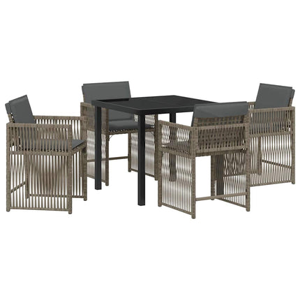 Trädgårdsmöbelset 5 pcs Grå konstrotting