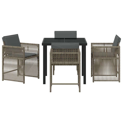 Trädgårdsmöbelset 5 pcs Grå konstrotting