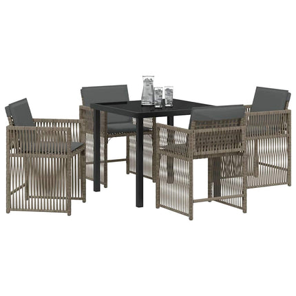 Trädgårdsmöbelset 5 pcs Grå konstrotting