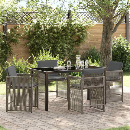 Trädgårdsmöbelset 5 pcs Grå konstrotting