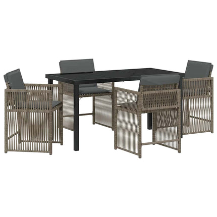 Trädgårdsmöbelset 5 pcs Grå konstrotting