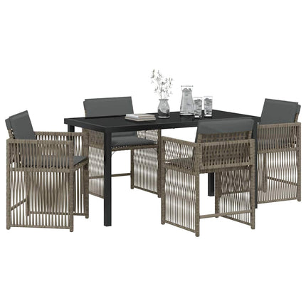 Trädgårdsmöbelset 5 pcs Grå konstrotting