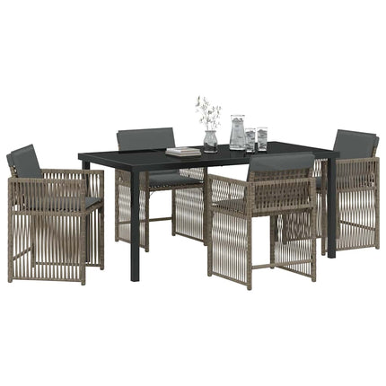 Trädgårdsmöbelset 5 pcs Grå konstrotting