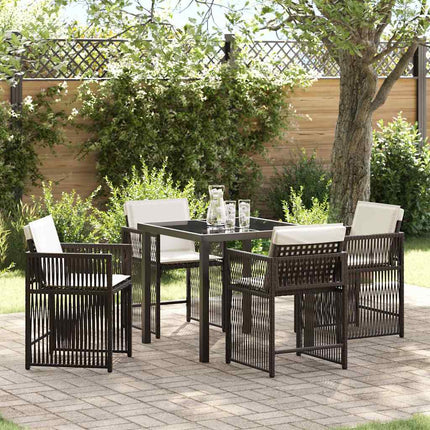 Trädgårdsmöbelset 5 pcs Brun konstrotting