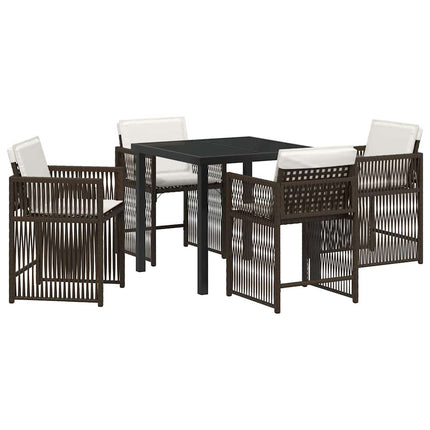 Trädgårdsmöbelset 5 pcs Brun konstrotting