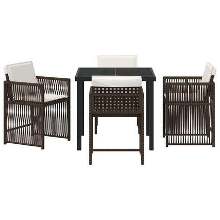 Trädgårdsmöbelset 5 pcs Brun konstrotting