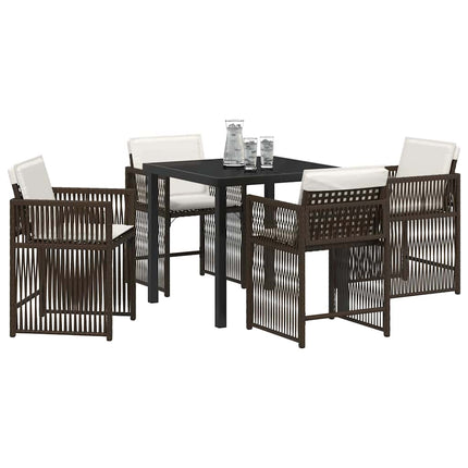 Trädgårdsmöbelset 5 pcs Brun konstrotting