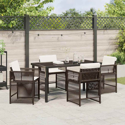 Trädgårdsmöbelset 5 pcs Brun konstrotting