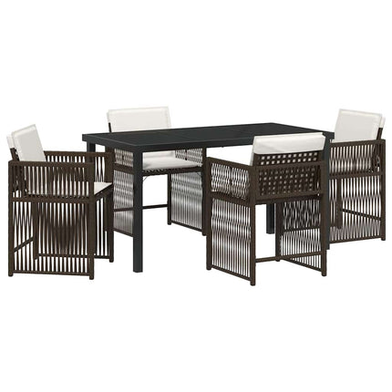Trädgårdsmöbelset 5 pcs Brun konstrotting