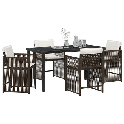 Trädgårdsmöbelset 5 pcs Brun konstrotting