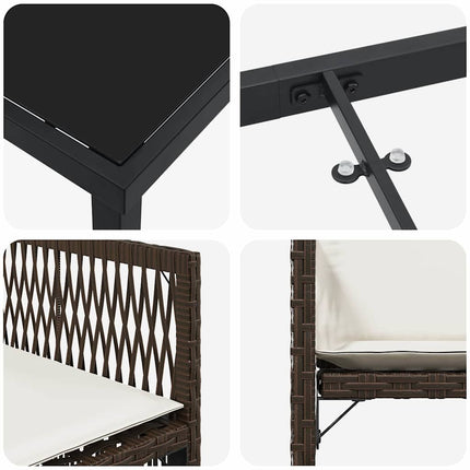 Trädgårdsmöbelset 5 pcs Brun konstrotting
