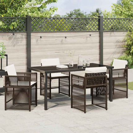 Trädgårdsmöbelset 5 pcs Brun konstrotting