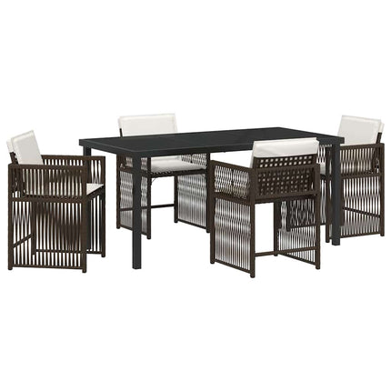 Trädgårdsmöbelset 5 pcs Brun konstrotting