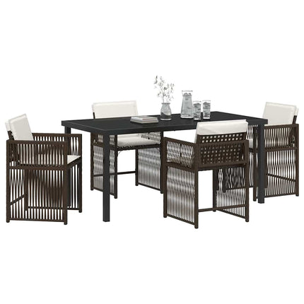 Trädgårdsmöbelset 5 pcs Brun konstrotting
