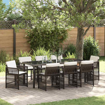 Trädgårdsmöbelset 9 pcs Brun konstrotting