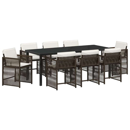 Trädgårdsmöbelset 9 pcs Brun konstrotting