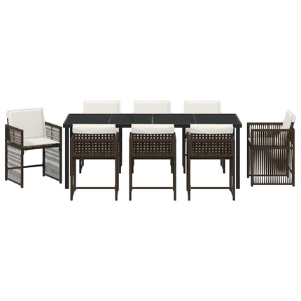 Trädgårdsmöbelset 9 pcs Brun konstrotting