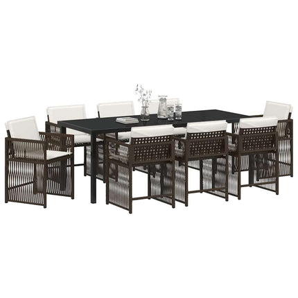 Trädgårdsmöbelset 9 pcs Brun konstrotting