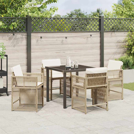 Trädgårdsmöbelset 5 pcs Beige konstrotting