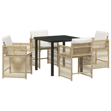 Trädgårdsmöbelset 5 pcs Beige konstrotting