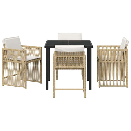 Trädgårdsmöbelset 5 pcs Beige konstrotting