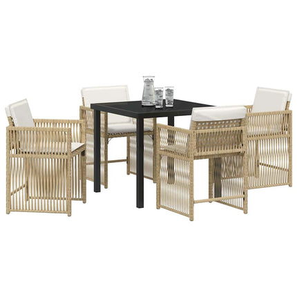 Trädgårdsmöbelset 5 pcs Beige konstrotting