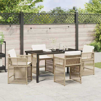 Trädgårdsmöbelset 5 pcs Beige konstrotting