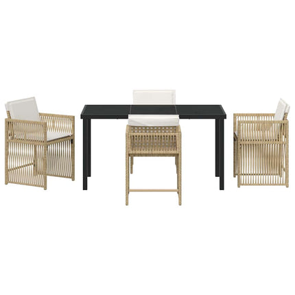 Trädgårdsmöbelset 5 pcs Beige konstrotting