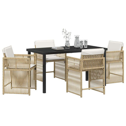 Trädgårdsmöbelset 5 pcs Beige konstrotting